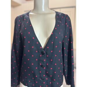 Reformation Women Black and Red Polkadot Top Y2K Style Minimalist Springs Summer